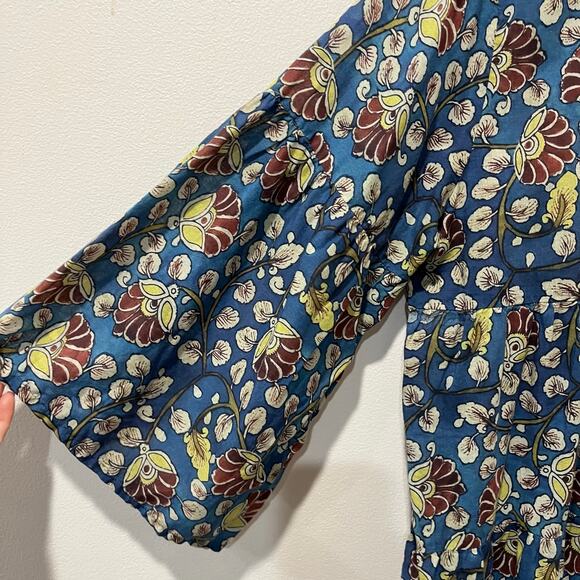 Natural Life Blue Boho Floral Tiered Tunic Dress Sz XL Festival Hippie - Picture 3 of 6